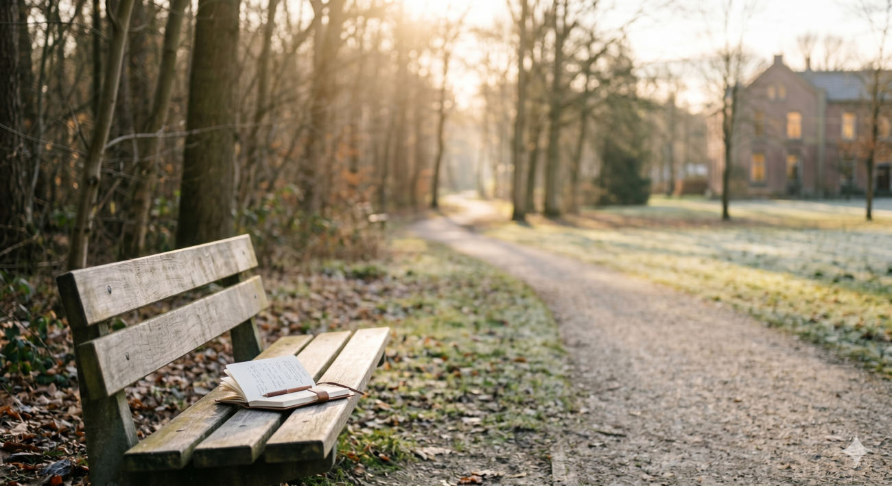 Ein heller und ruhiger Krankenhausflur mit einer leeren Sitzbank als Symbol für das Warten und die Reflexion während einer Therapie bei Burnout.